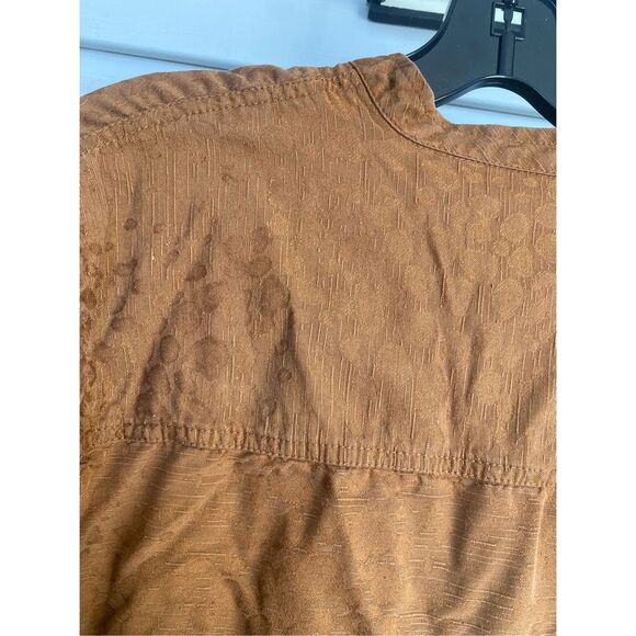 ELCC Silk Burnt Orange Rust Colored Leopard Print Button-up Blouse, Sz XL - Picture 5 of 7